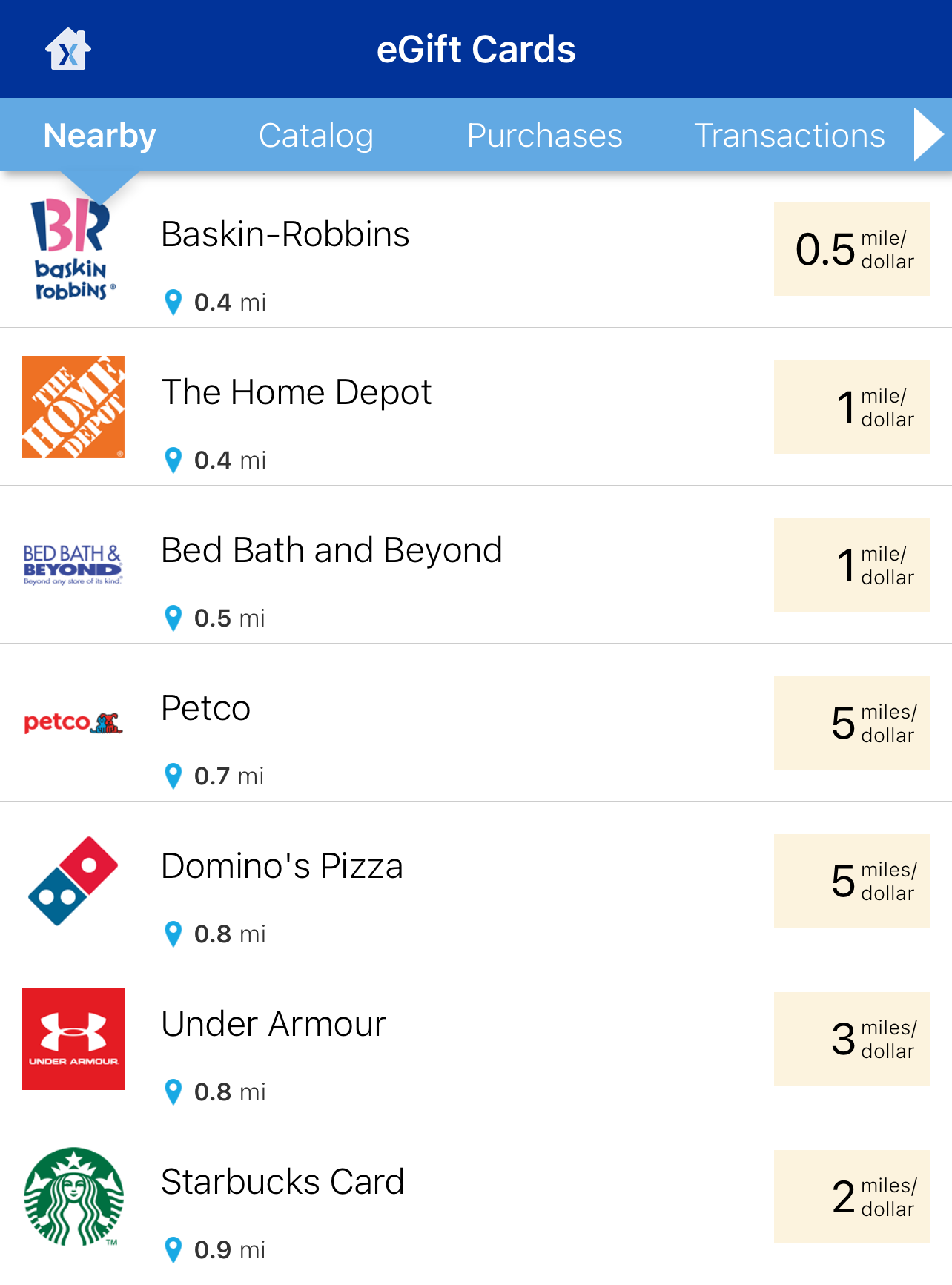 MileagePlus X merchants