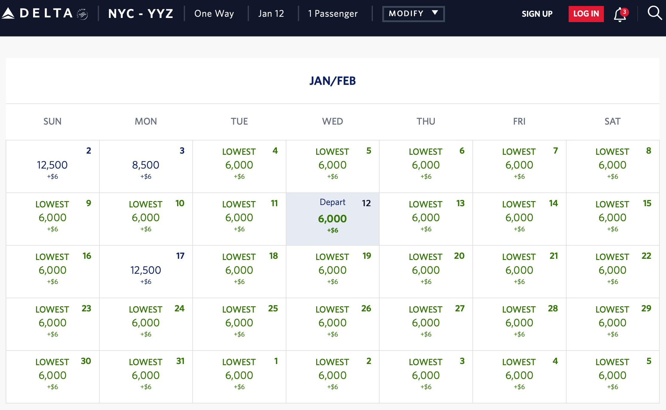 NYC to YYZ Delta award flight