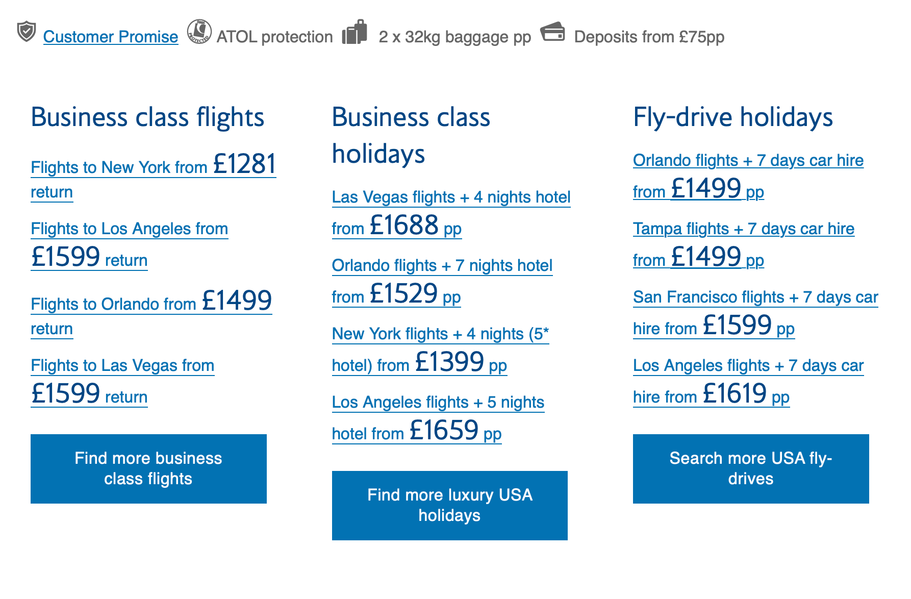 British Airways deal page