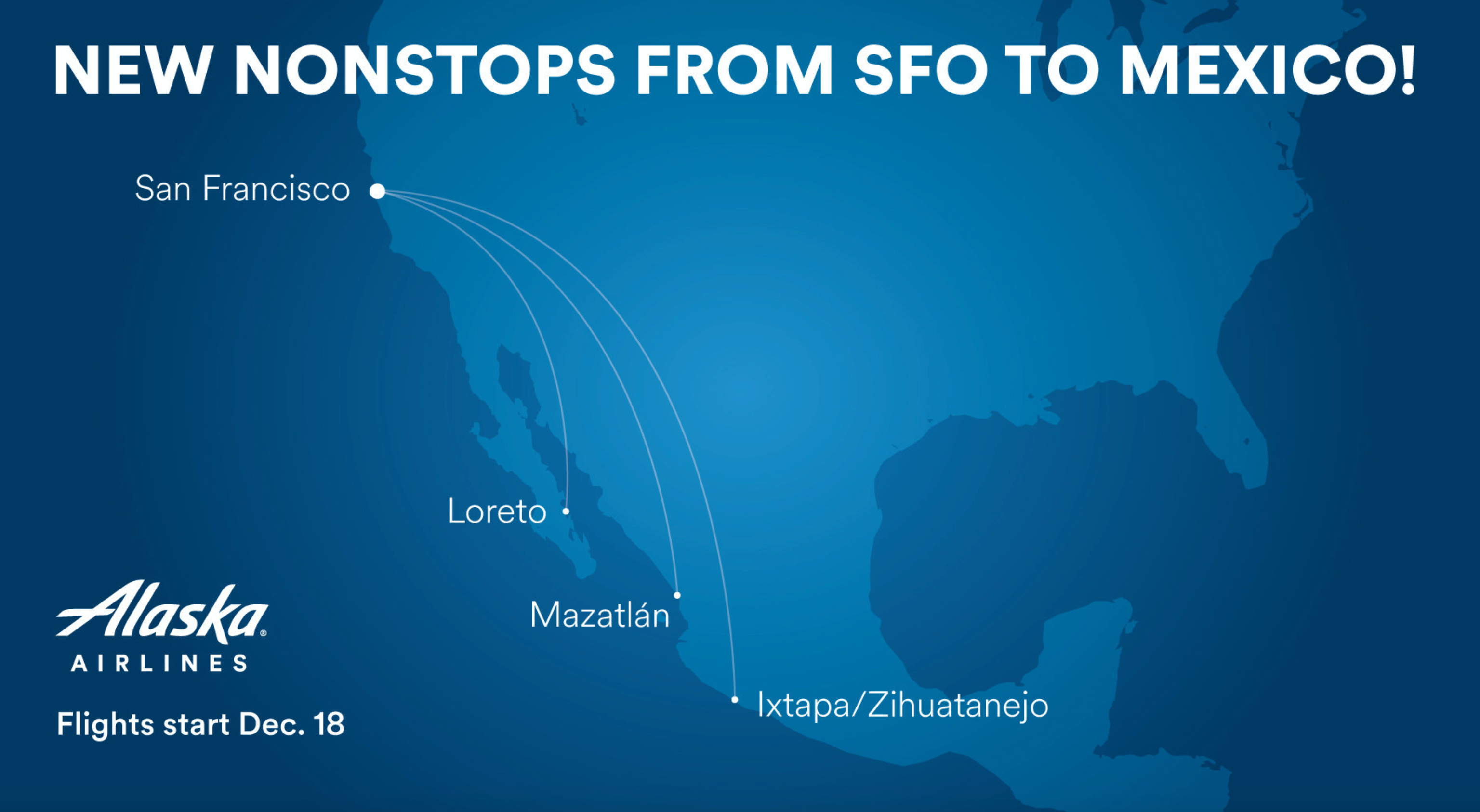 Alaska Airlines announces new nonstop flights between San Francisco and three sunny destinations in Mexico. (Screenshot courtesy Alaska Airlines)