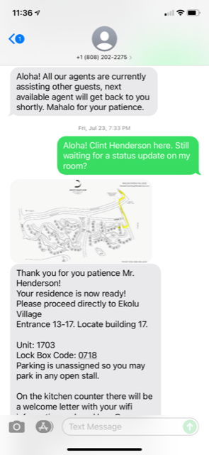 Texting with the Ekolu Village line. (Screenshot courtesy Apple)