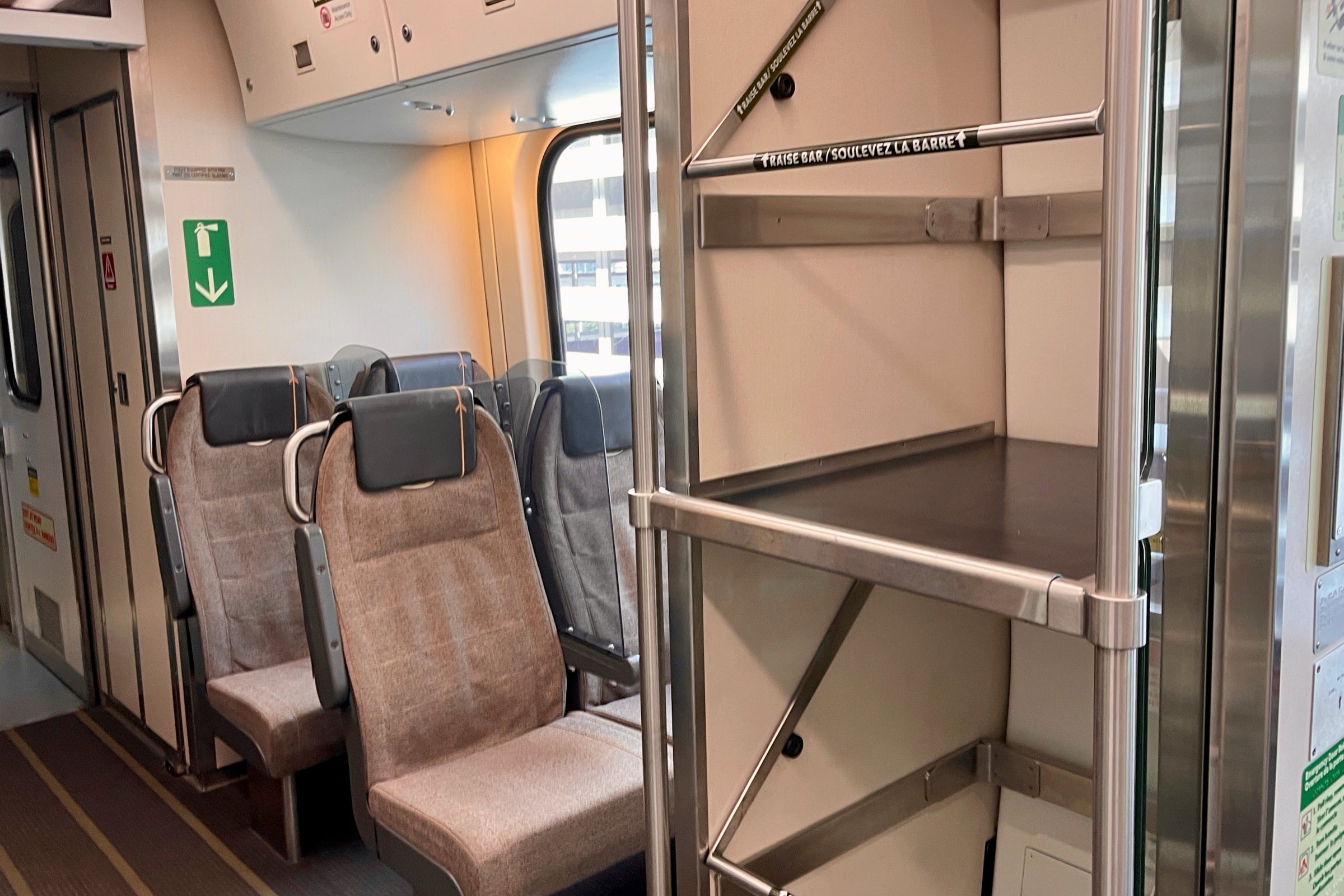 UP Express seats and luggage rack
