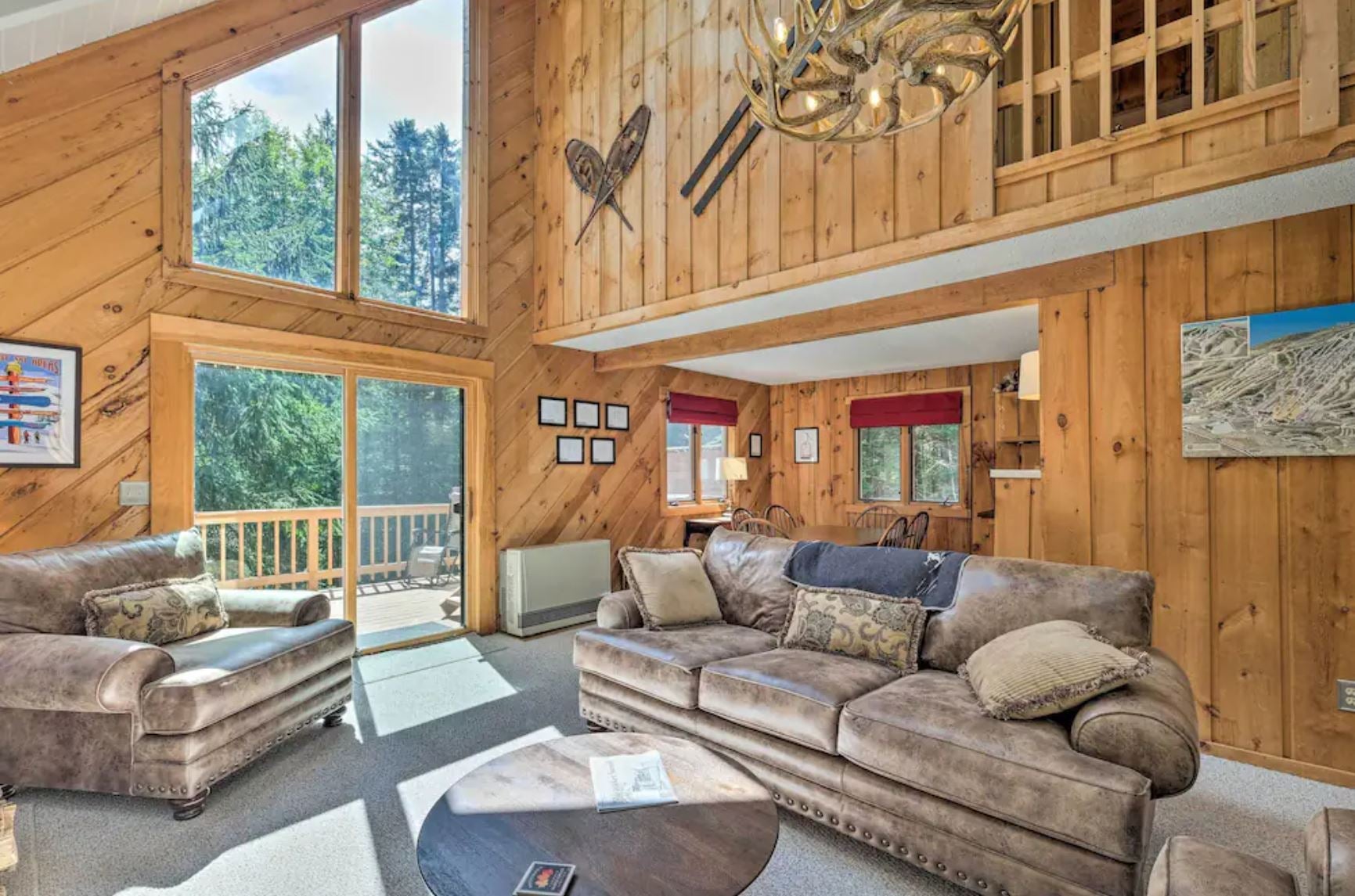Photo of living area of mountain chalet near mount snow.