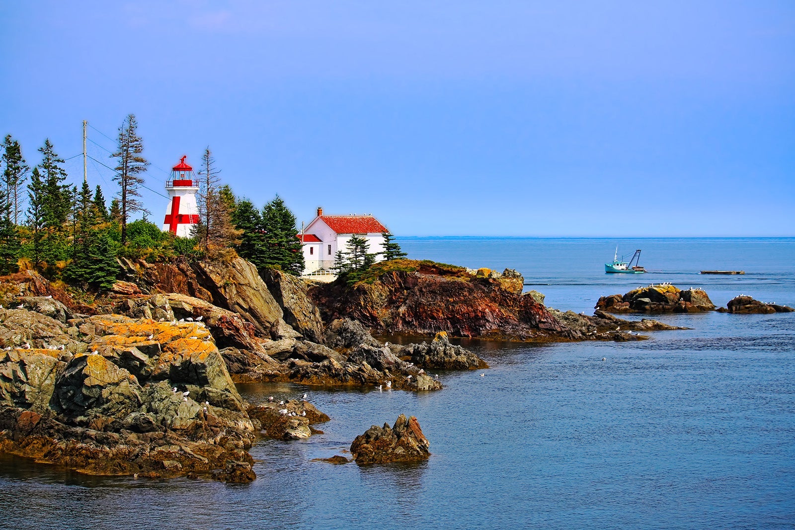 East Quoddy Lighthouse with Boat - New Brunswick, Canada