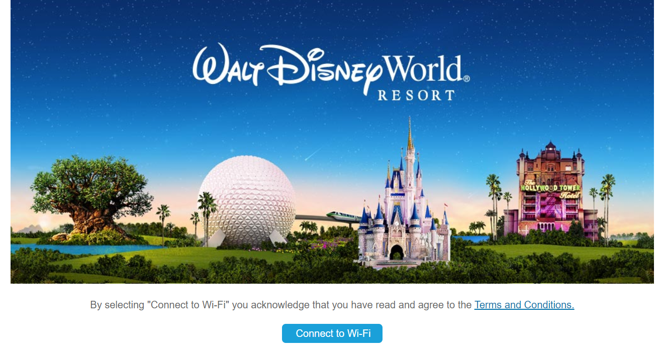 Disney World Resorts wifi connect page