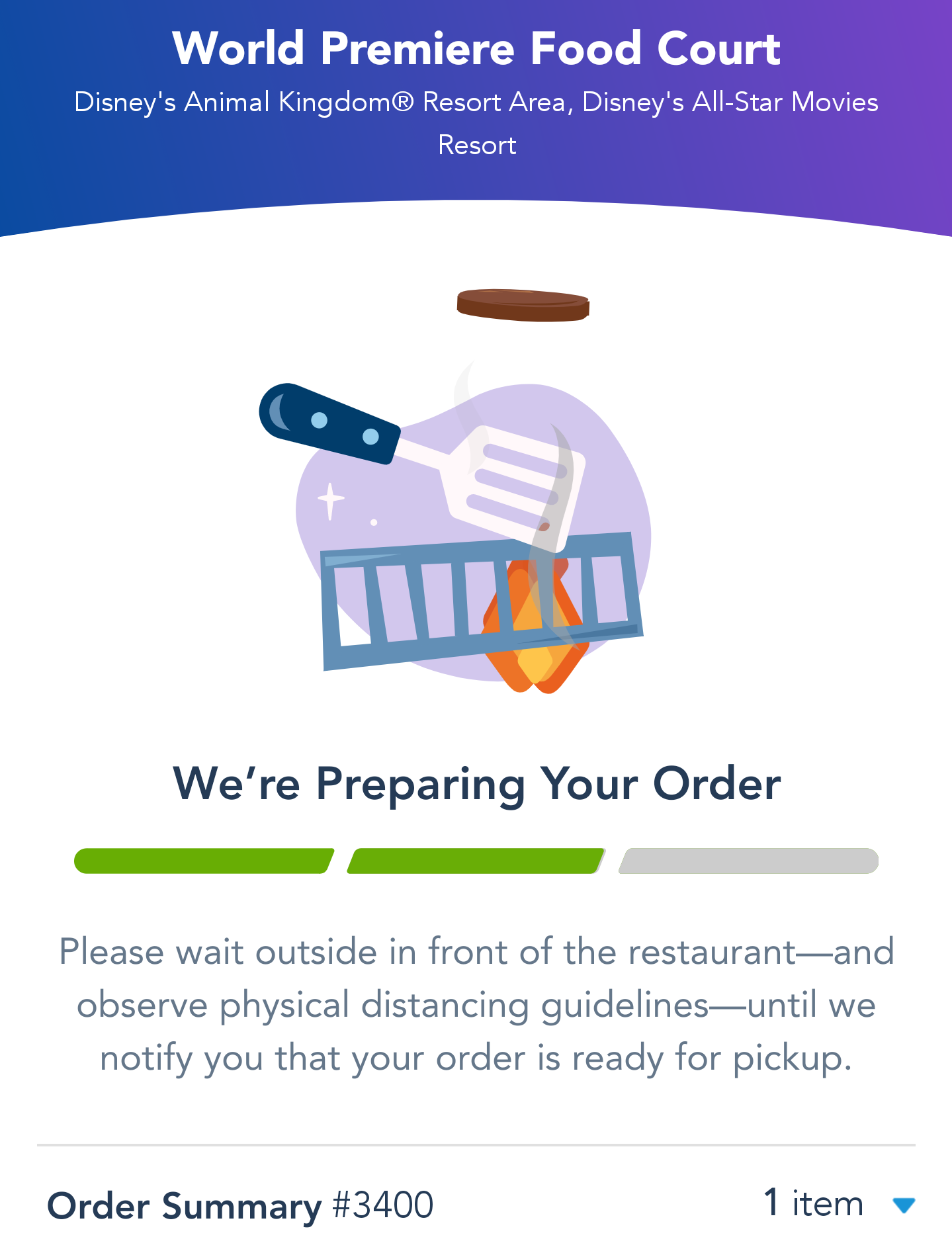 Mobile ordering in app