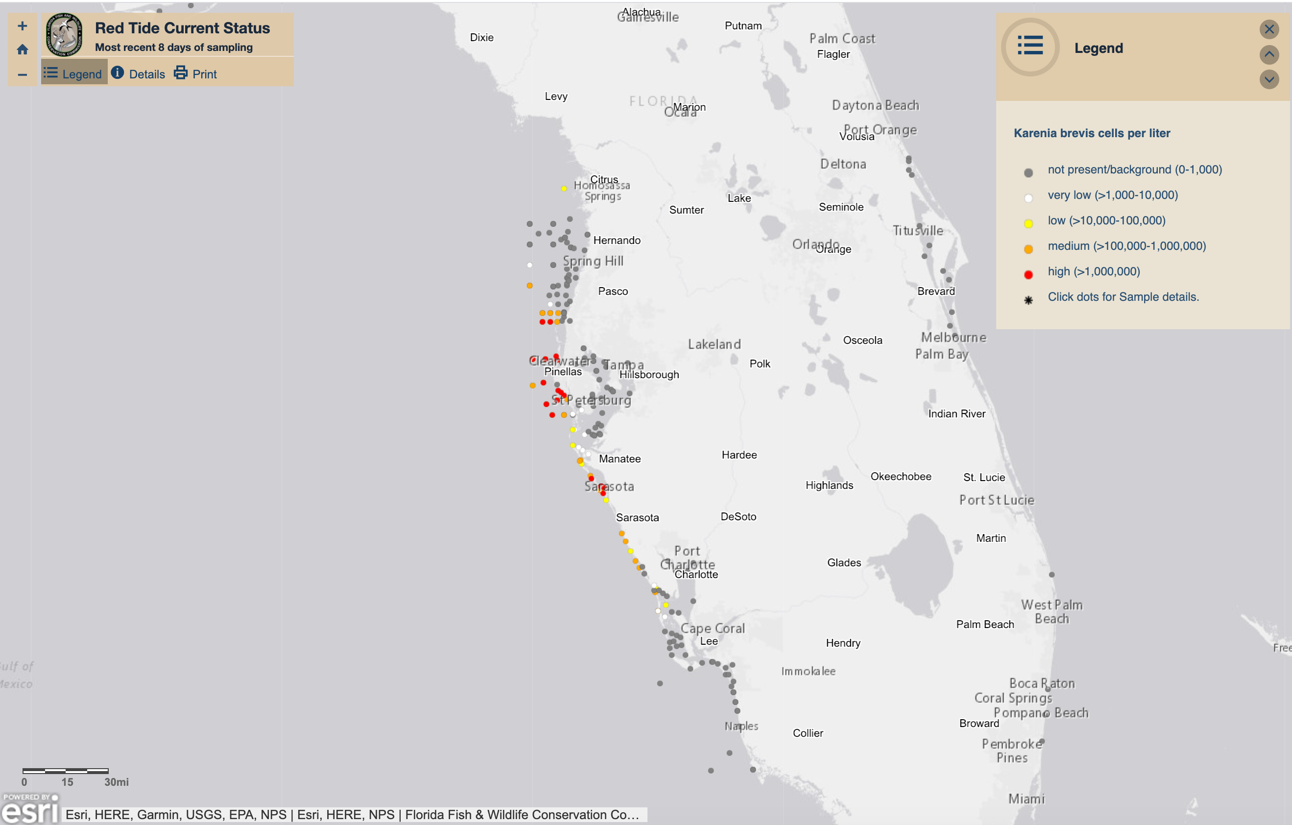 Florida red tide map