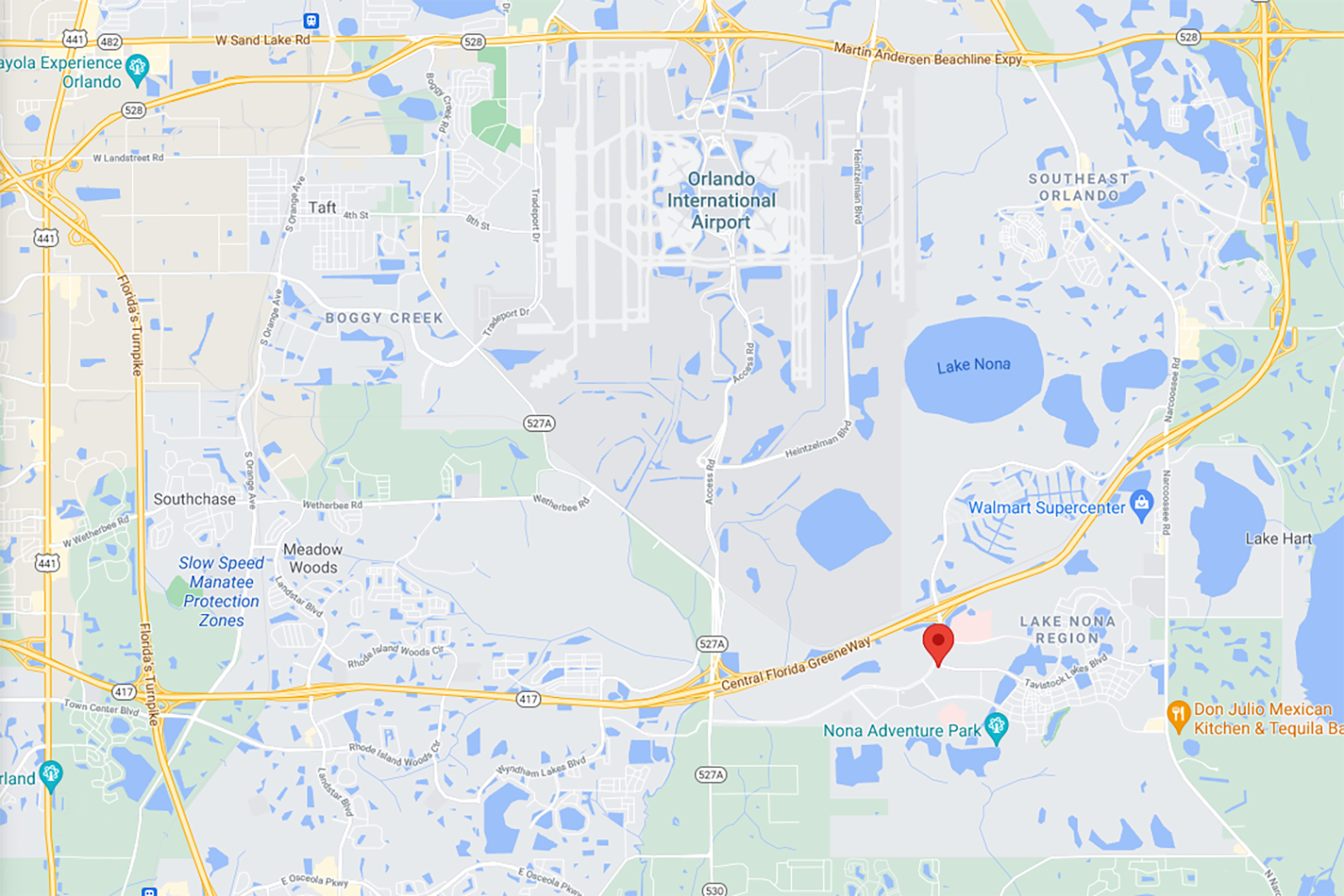 Map of Lake Nona area of Orlando, Florida