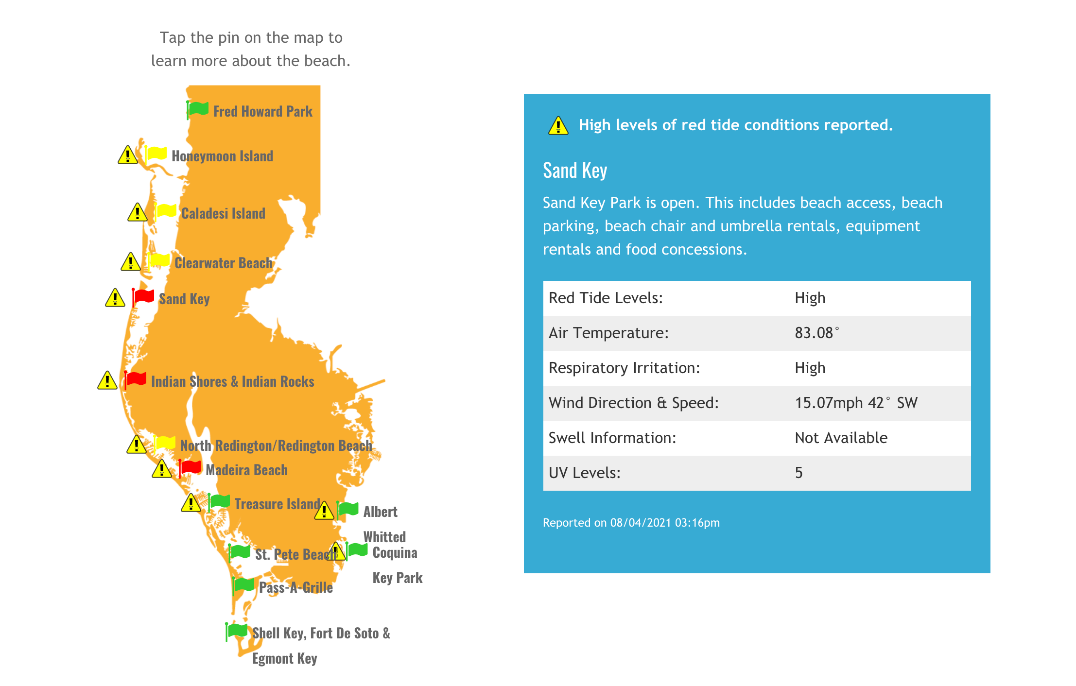 Florida Gulf Coast red tide map