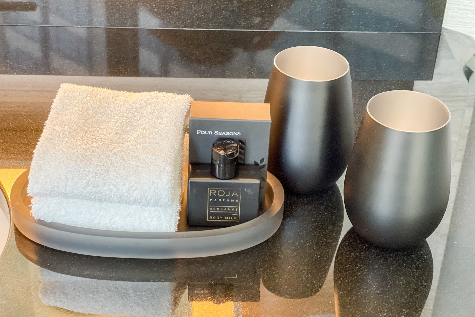 Roja bath amenities at Four Seasons One Dalton Street, Boston