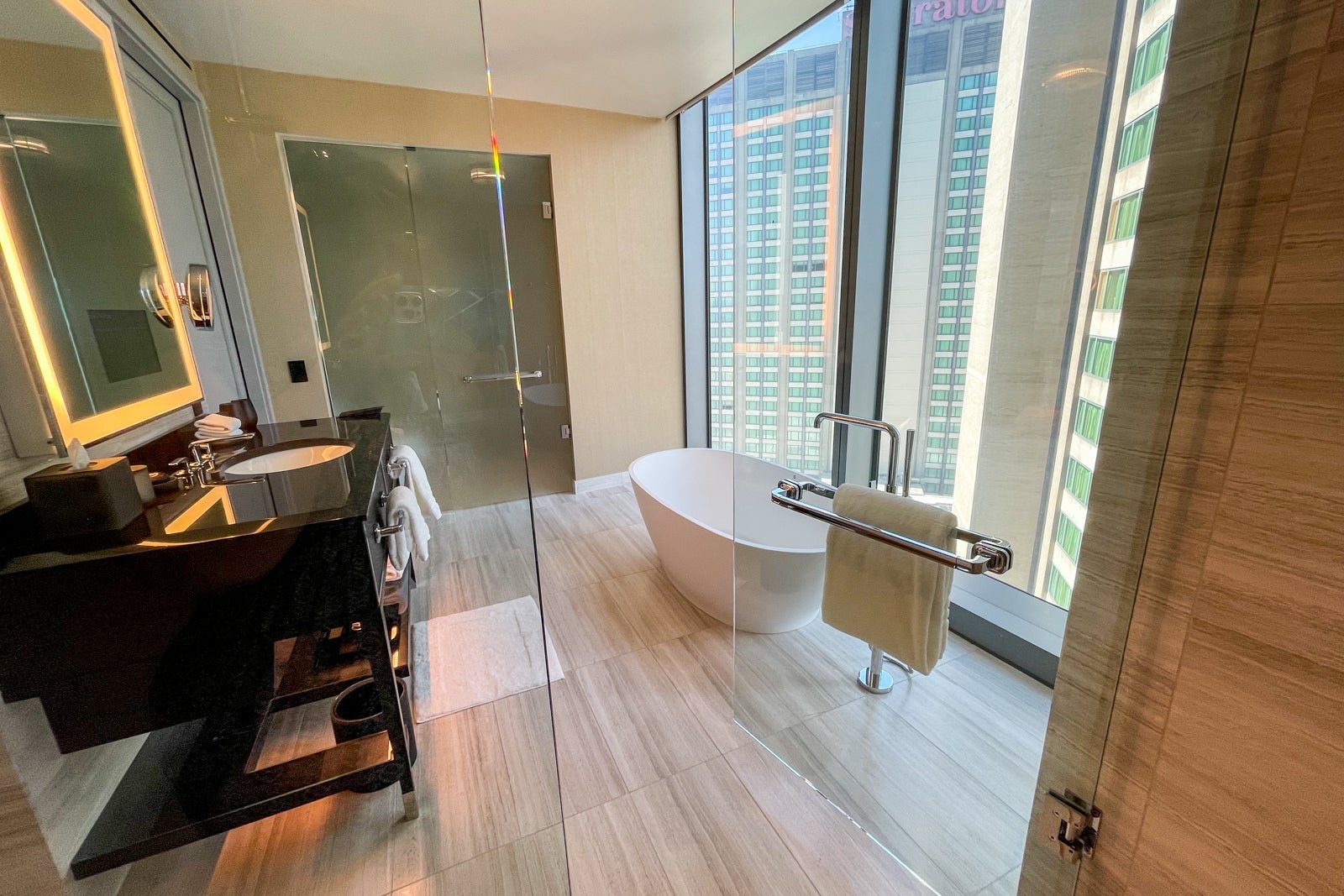 Premier bathroom at Four Seasons One Dalton Street, Boston