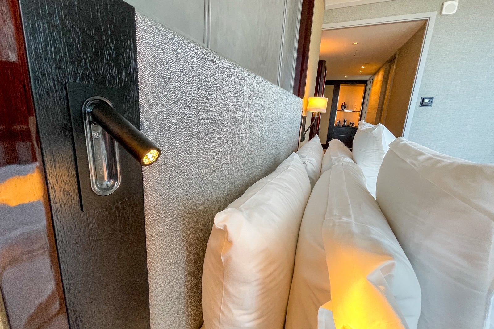 bedside reading lights at Four Seasons One Dalton Street, Boston