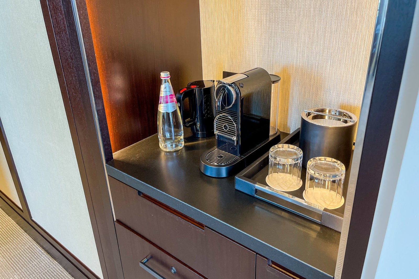 Nespresso coffee/tea maker at Four Seasons One Dalton Street, Boston