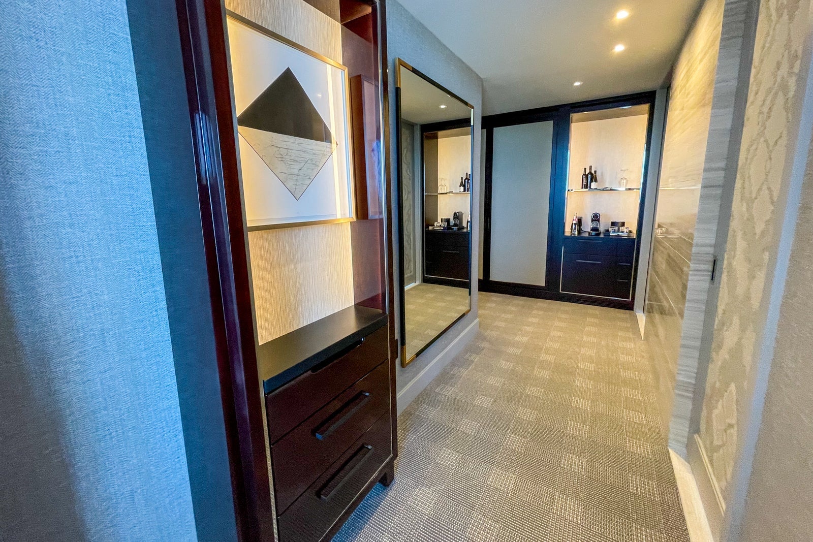 hallway of Premier room at Four Seasons One Dalton Street, Boston