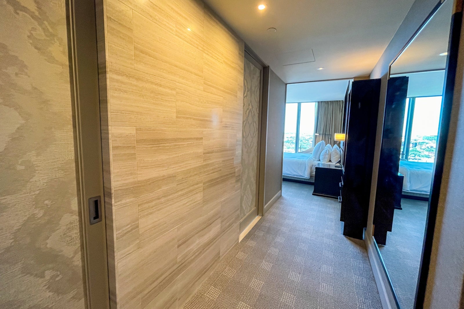 hallway of Premier room at Four Seasons One Dalton Street, Boston