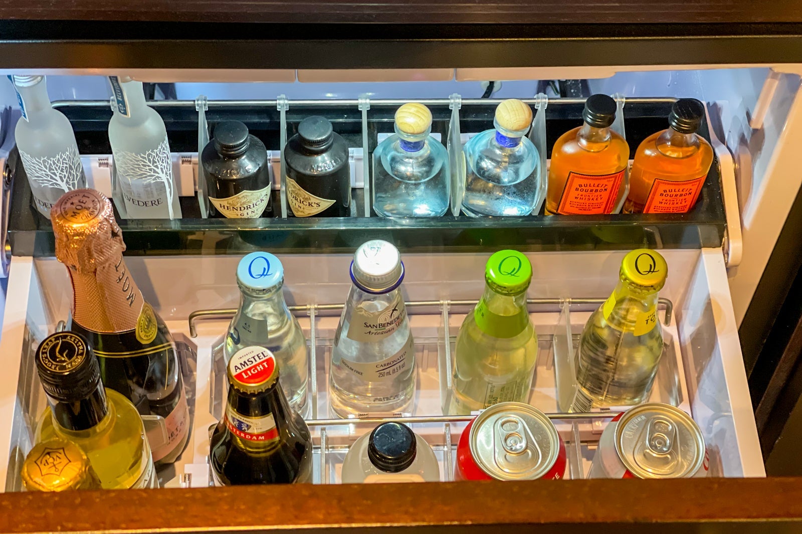in-room minibar at Four Seasons One Dalton Street, Boston