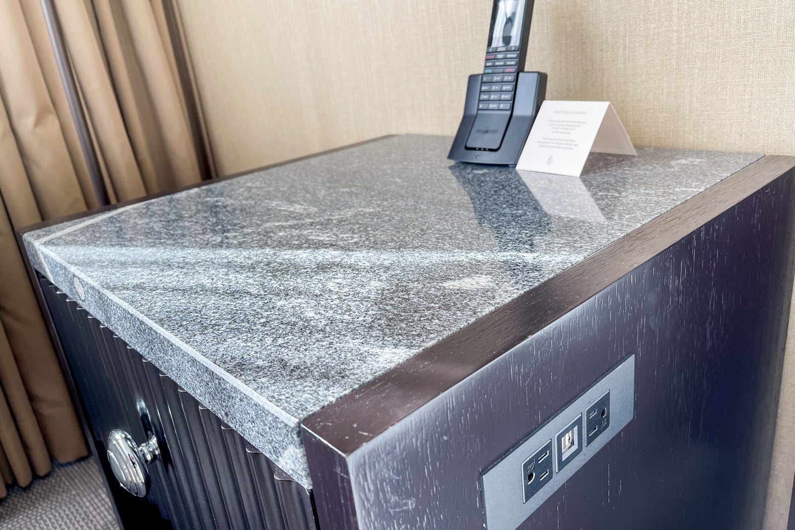 nightstand charging station at Four Seasons One Dalton Street, Boston