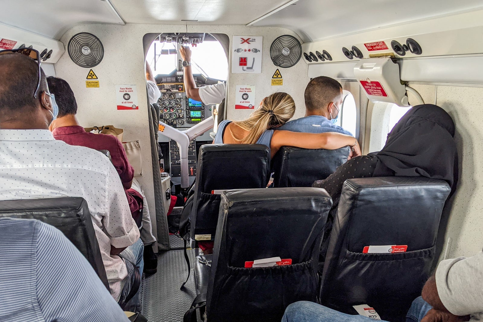 Passengers on Trans Maldivian Airways seaplane