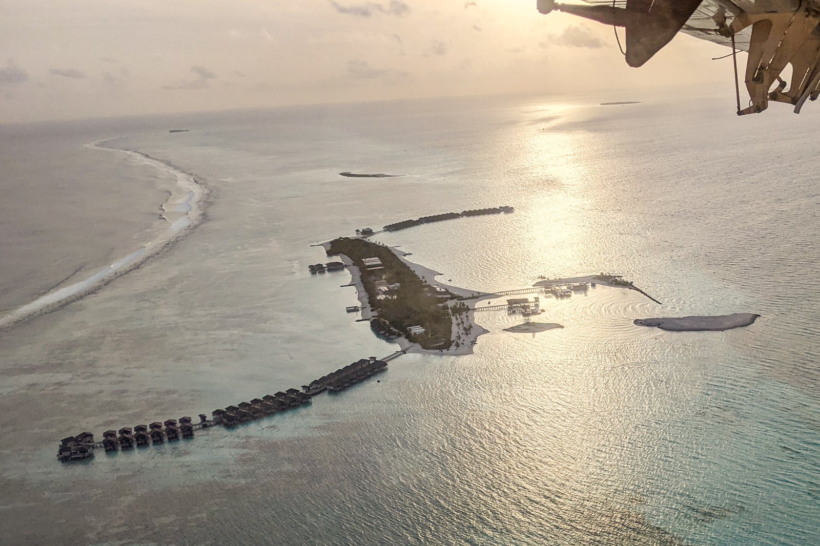 View of Le Meridien Maldives from seaplane