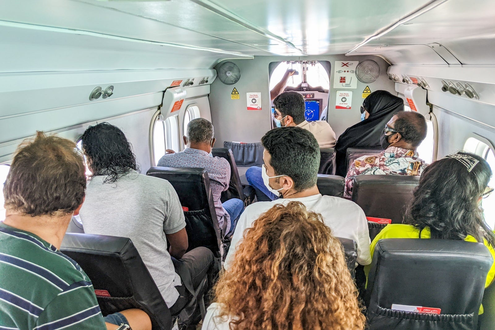 Passengers on Trans Maldivian Airways seaplane