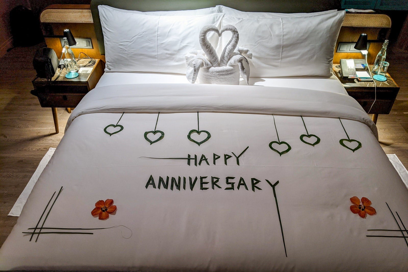 Happy anniversary bed artwork