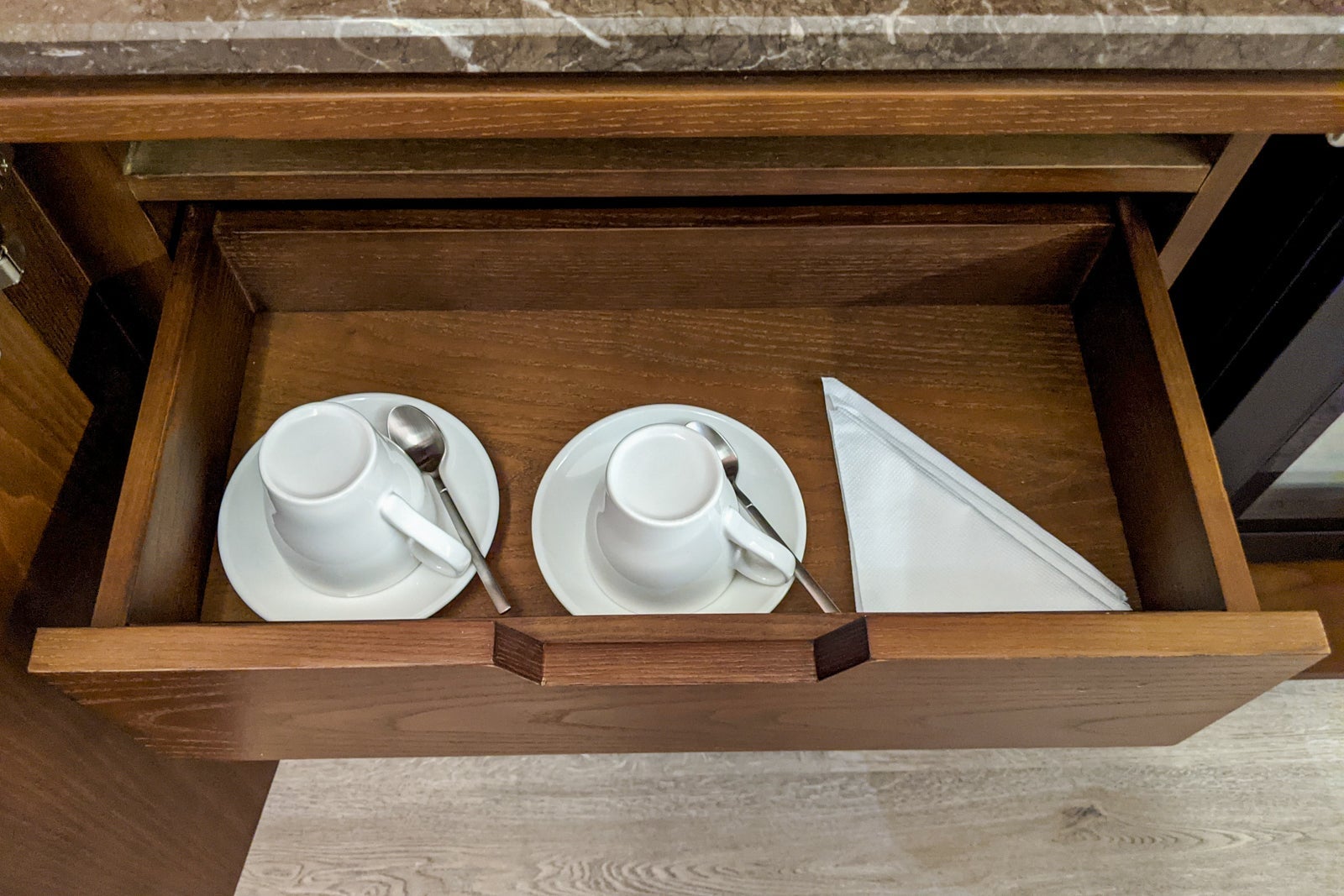 Coffee cups at Le Meridien Maldives