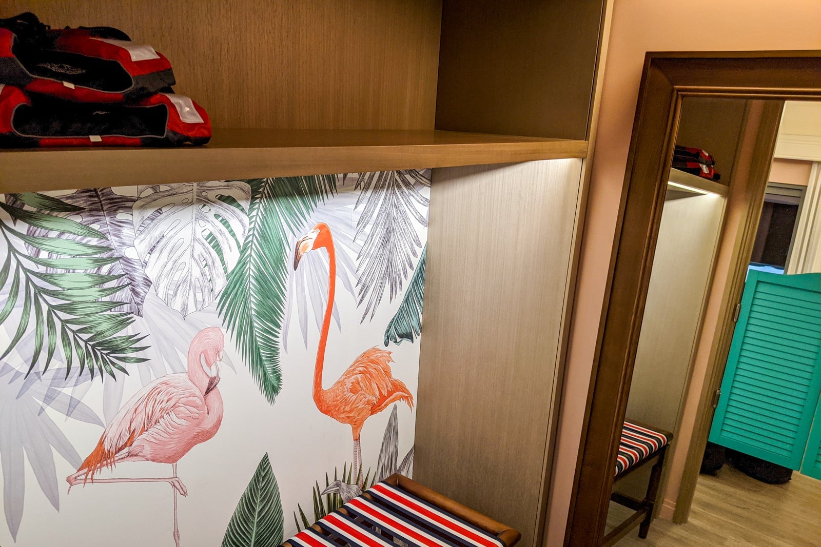 Lifejackets on a shelf