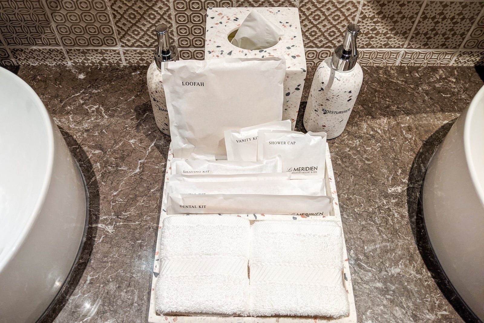 Bathroom amenities at Le Meridien Maldives