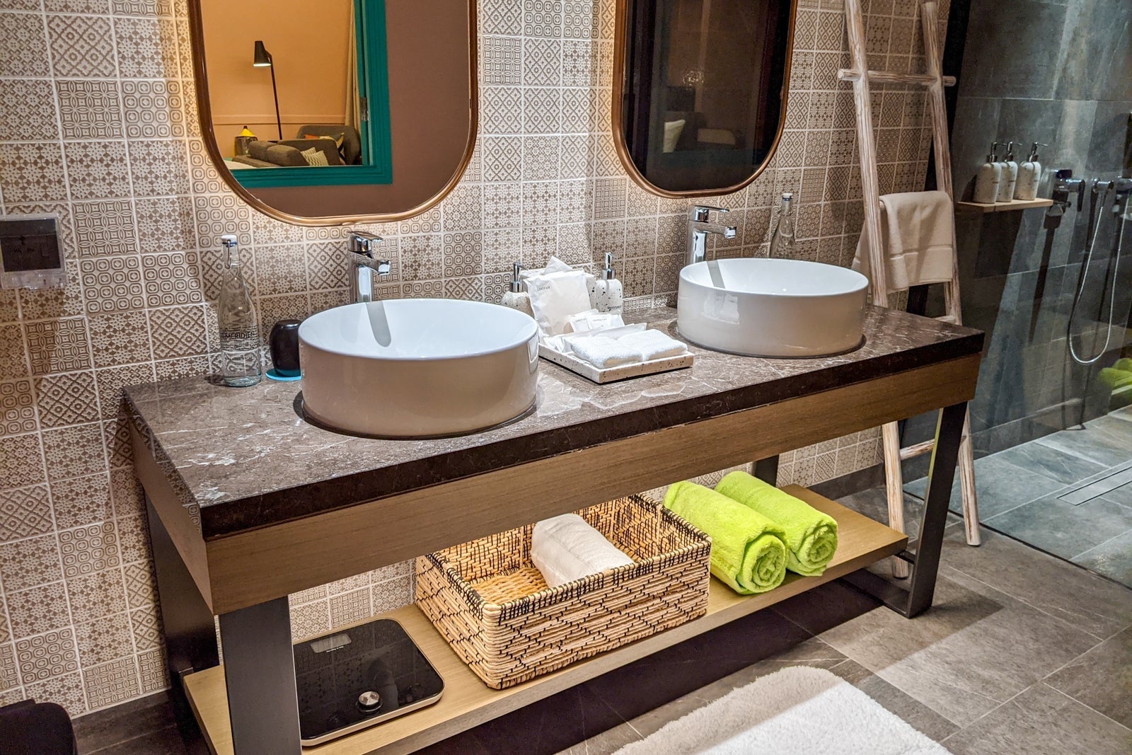 Bathroom in sunrise overwater villa at Le Meridien Maldives