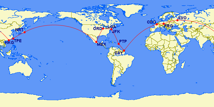 Aeromexico round-the-world map