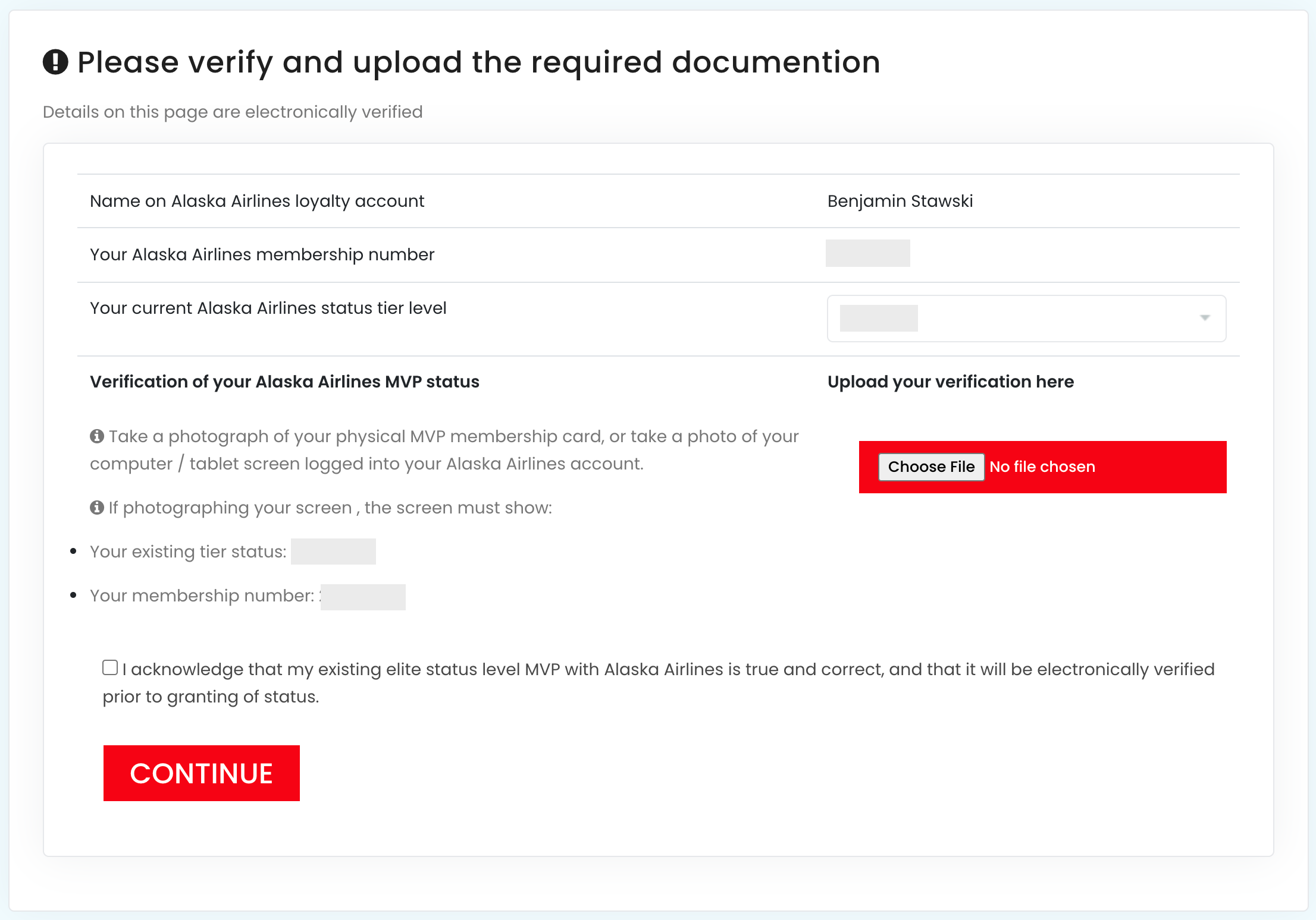 Aeroplan verify status