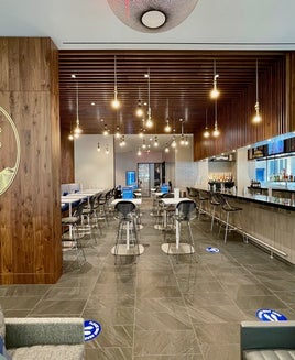 view of bar area at an airport lounge