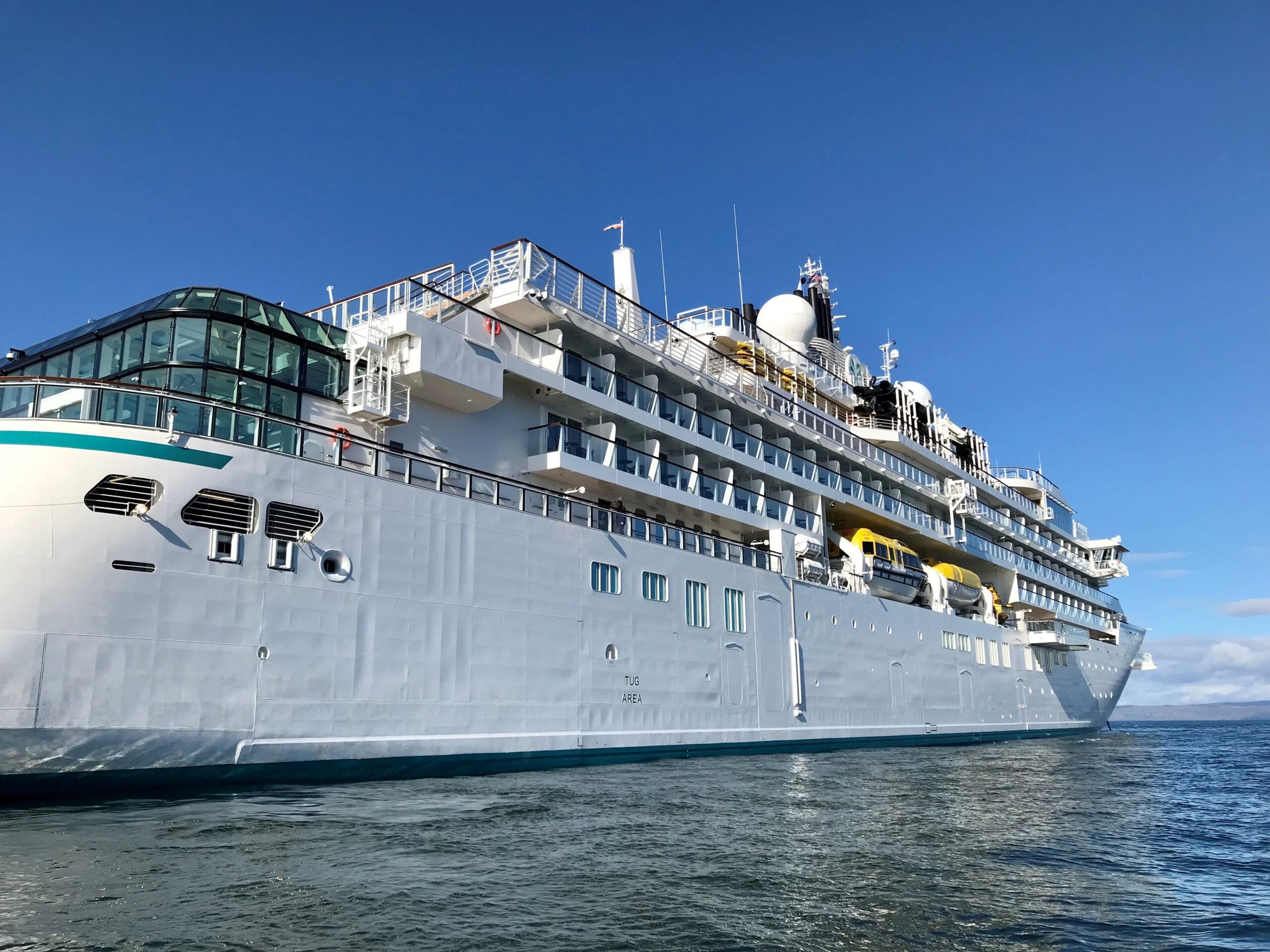 The side of Crystal Endeavor, a Crystal cruise ship