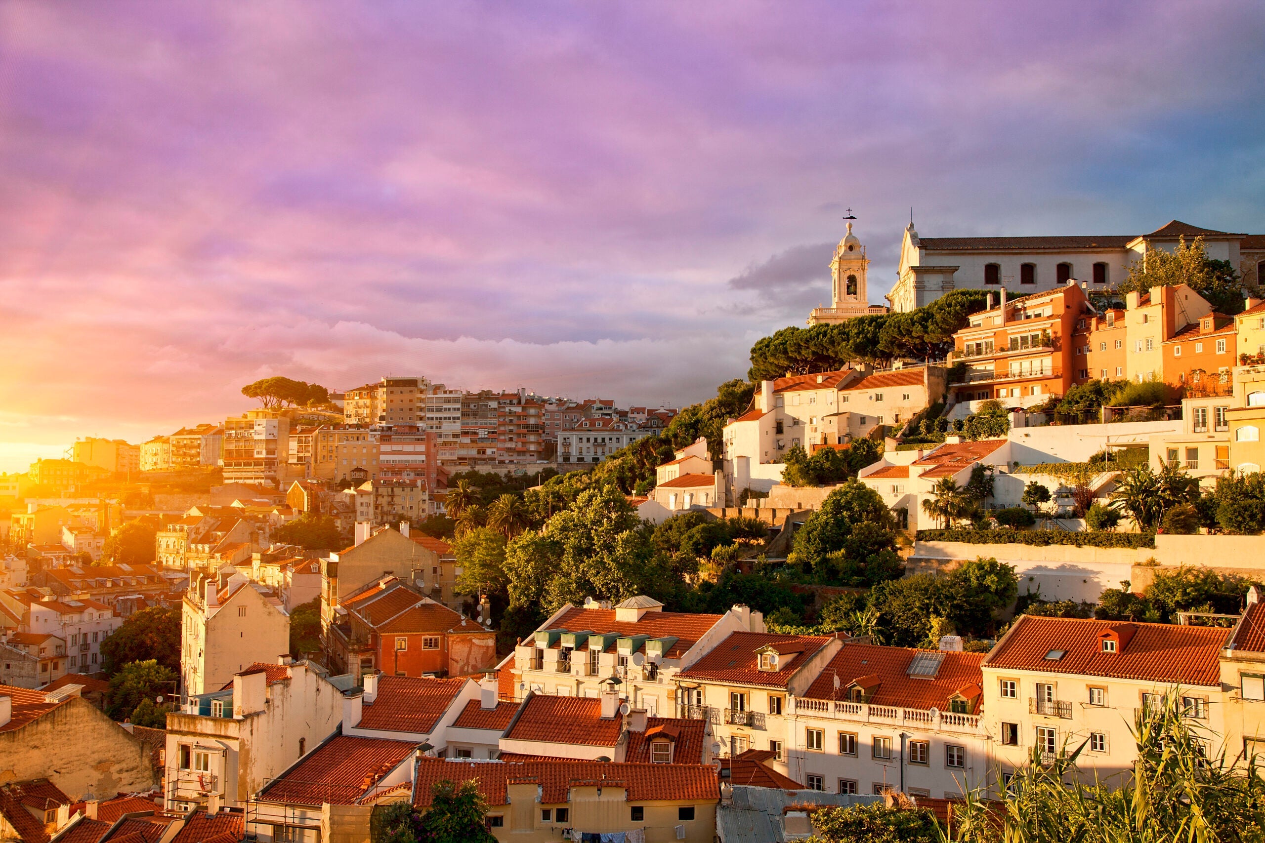 Old Town at Sunset in Lisbon, Portugal