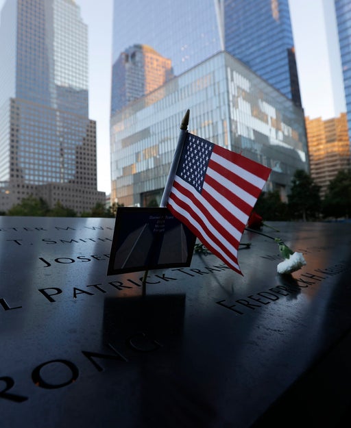 NEW YORK, NEW YORK - SEPTEMBER 11: A detail of the 9/11 Memorial is seen before a ceremony at the National September 11 Memorial &amp; Museum commemorating the 20th anniversary of the September 11th terrorist attacks on the World Trade Center on September 11, 2021 in New York City. The nation is marking the 20th anniversary of the terror attacks of September 11, 2001, when the terrorist group al-Qaeda flew hijacked airplanes into the World Trade Center, Shanksville, PA, and the Pentagon, killing nearly 3,000 people. (Photo by Mike Segar-Pool/Getty Images)