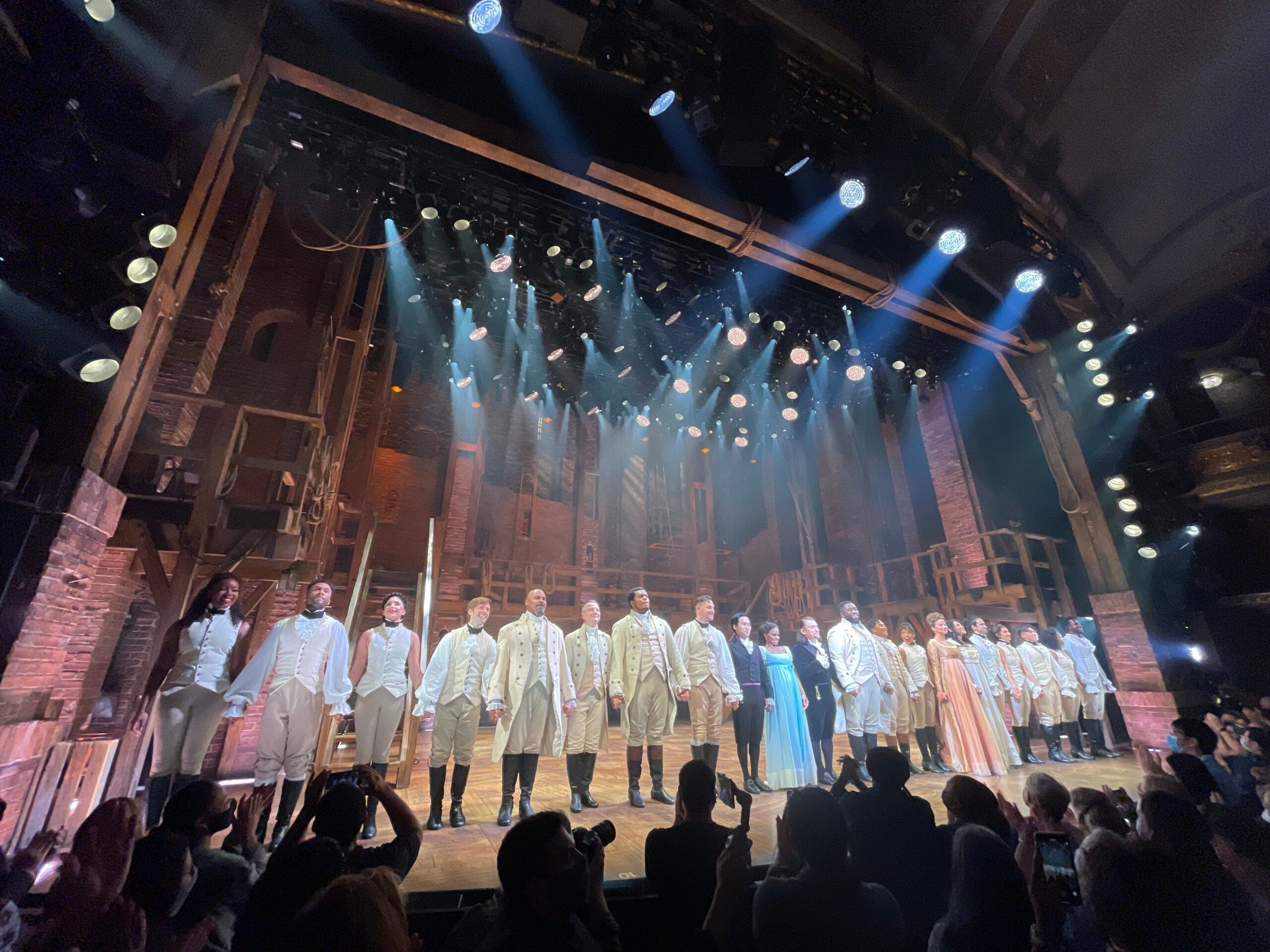 The Hamilton cast takes a bow at Broadway's reopening night