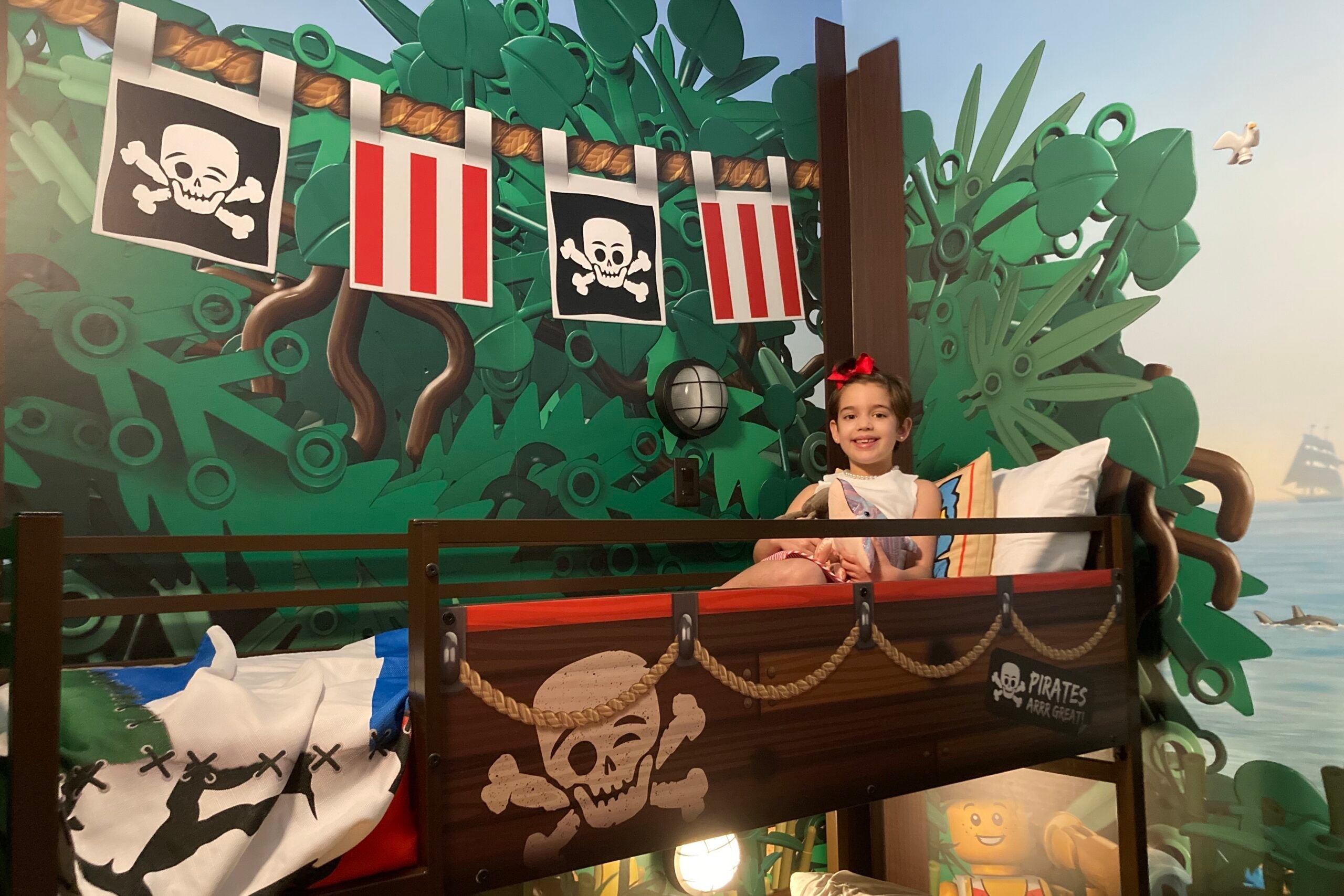 Nick Ewen's daughter in her bunk bed at Pirate Island Hotel, next to Legoland Florida