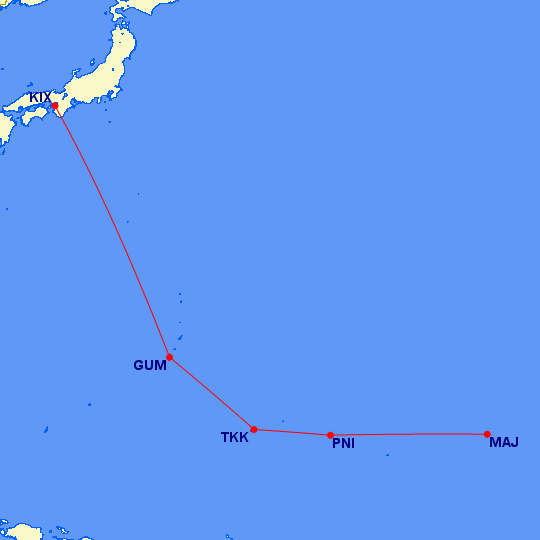Island Hopper map startign in Japan