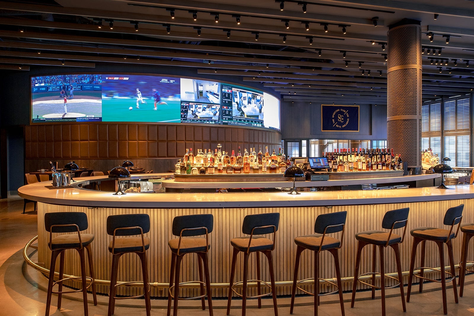 The Sporting Club bar at Omni Boston Hotel at the Seaport