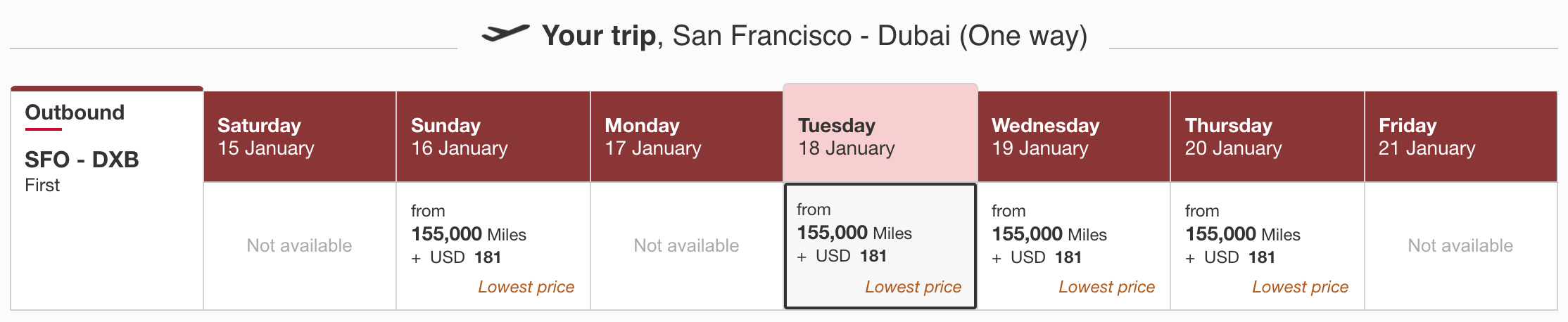 SFO- DXB