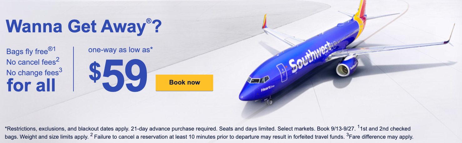 Southwest sale $59