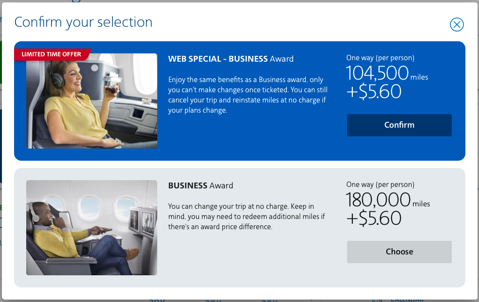 Web Special discounted Anyday fare