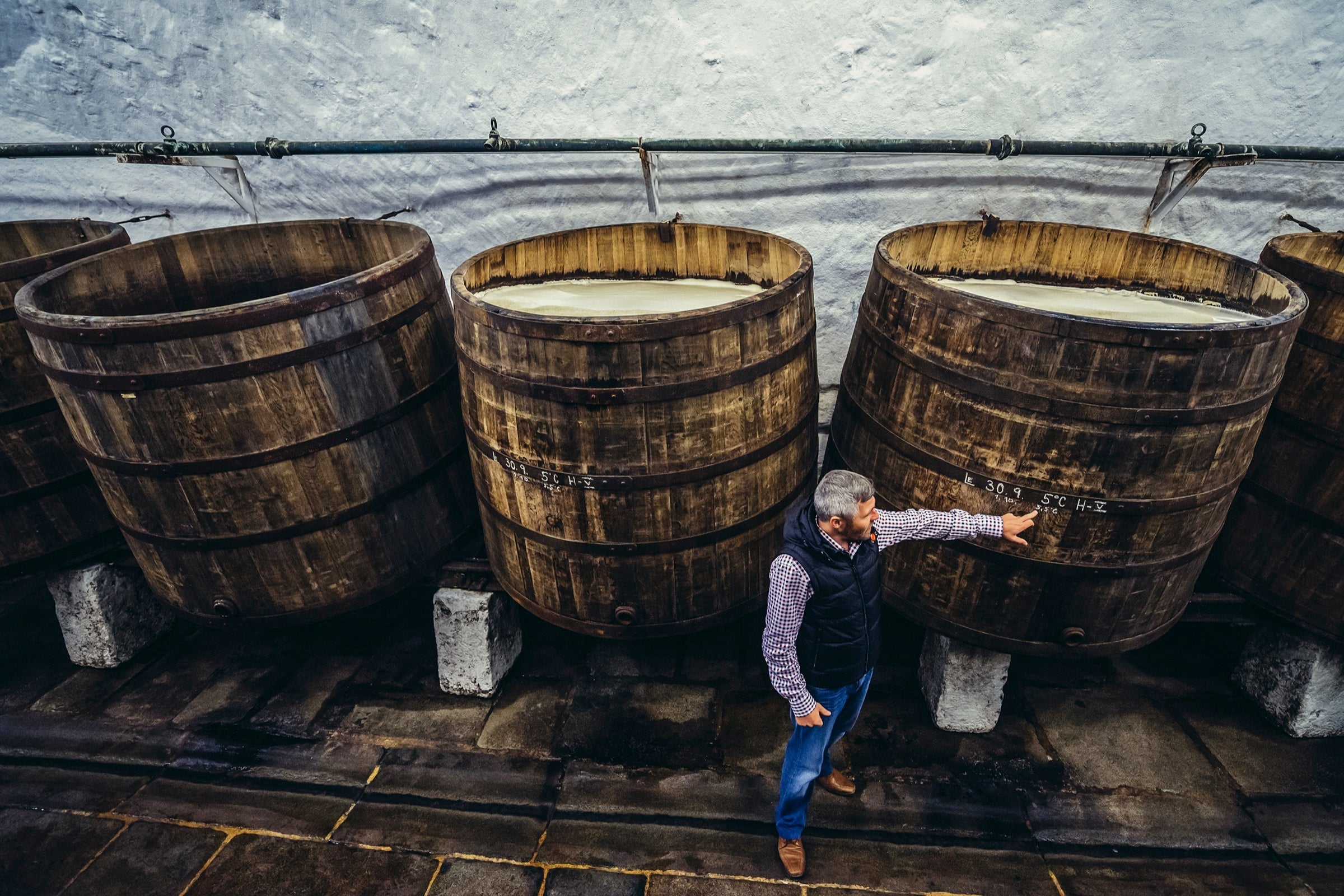 Wooden barrels of beer at the Pilsner Urquell brewery