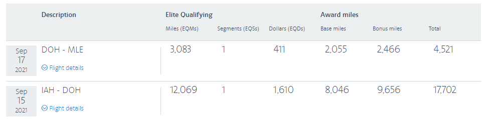 AA earning on qsuite flight