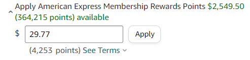 Redeeming Amex points for Amazon purchase