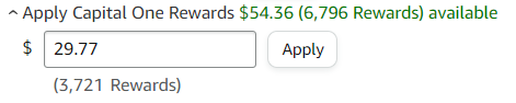 Redeeming Capital One points for Amazon purchase