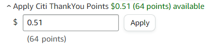 Redeeming Citi points for Amazon purchase