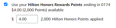 Redeeming Hilton points for Amazon purchase