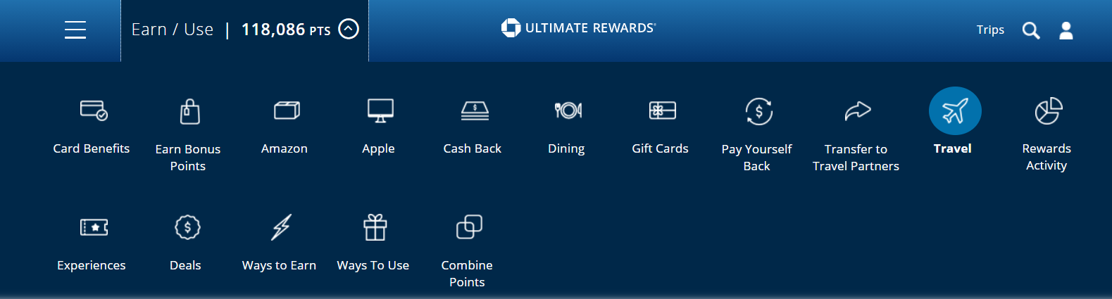 Booking a flight through the Chase travel portal