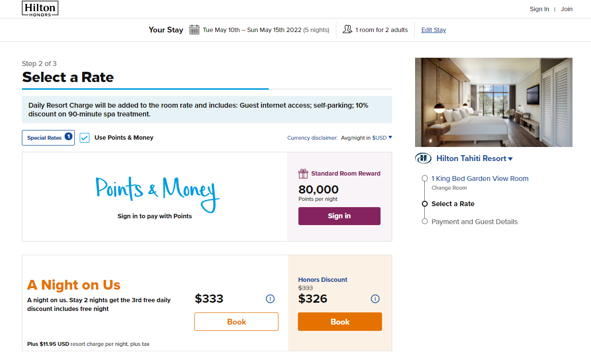 Booking a Hilton award